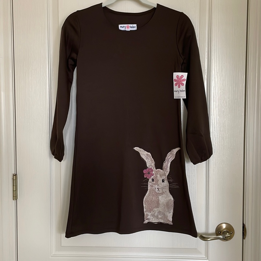 MARY HELEN Brown Cassidy Dress with Bunny, NWT